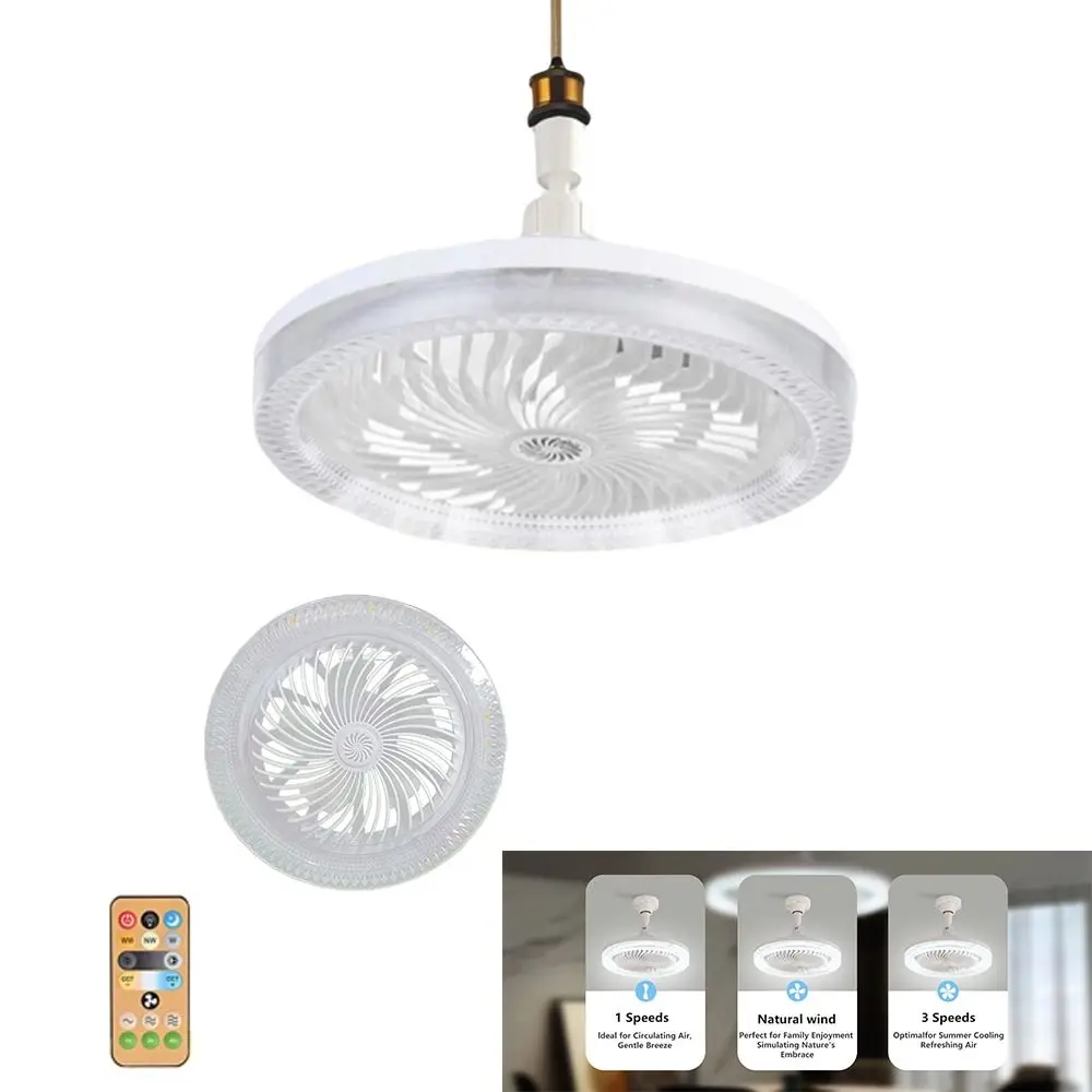 E27 Screw Ceiling Fan Light 3 Light Mode 2-in-1 Ceiling Fan Lamp Silent 30W LED Ceiling Fan Suitable for Bathroom