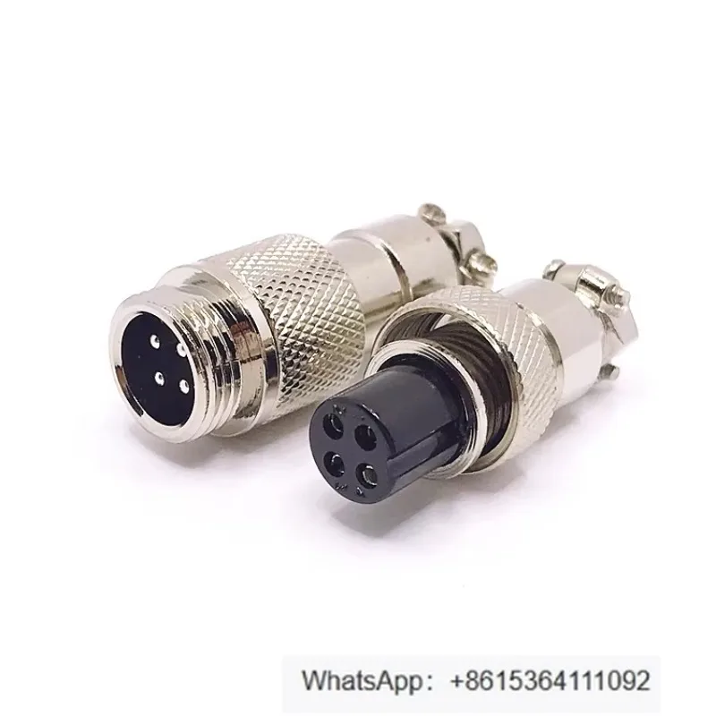 Aviation connector round plug GX12-4 core, female plug + male socket (5 sets)