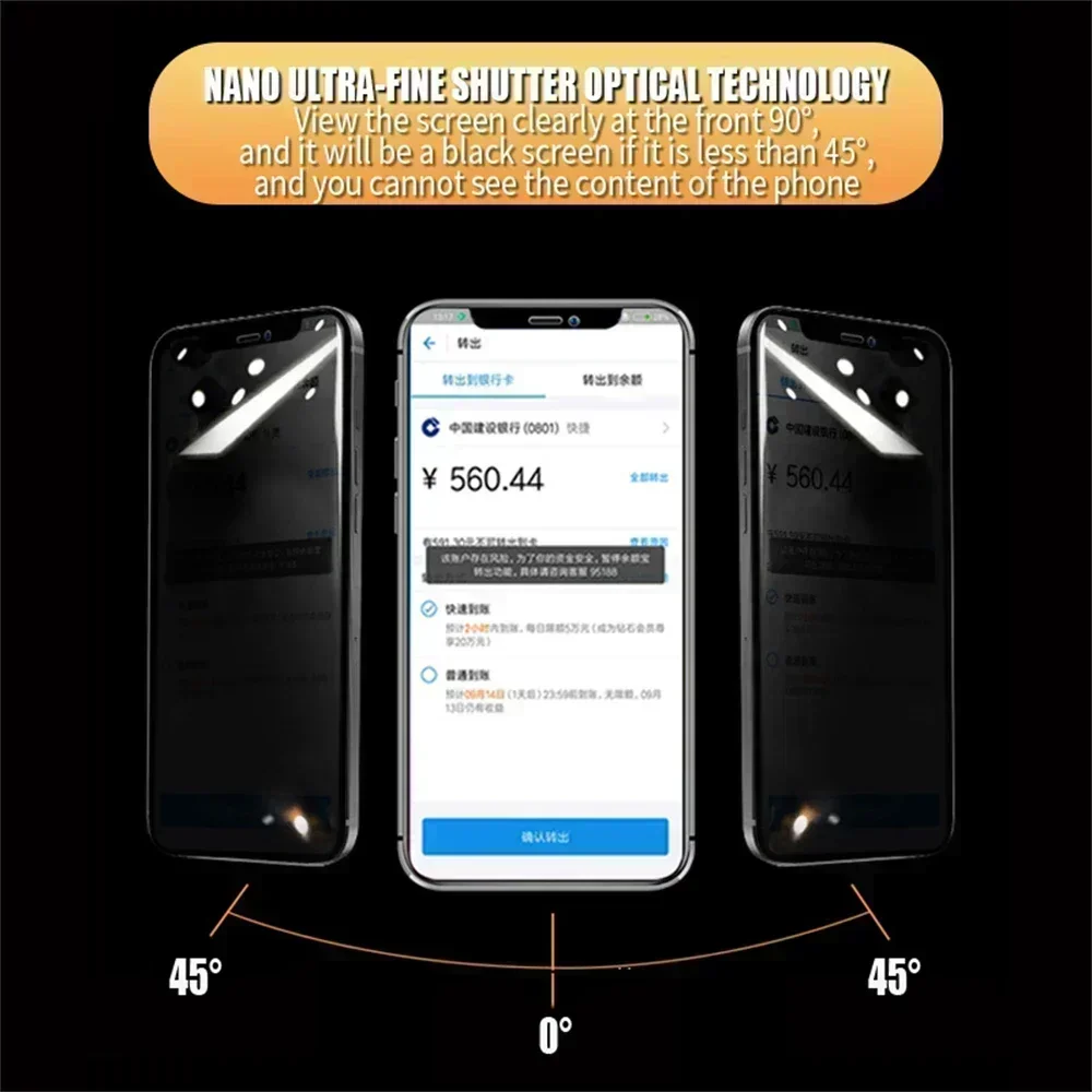 4 шт. защитная пленка для экрана для iPhone 15 14 13 12 11 Pro Max Mini антишпионское закаленное стекло для iPhone 7 8 Plus SE X XR XS MAX