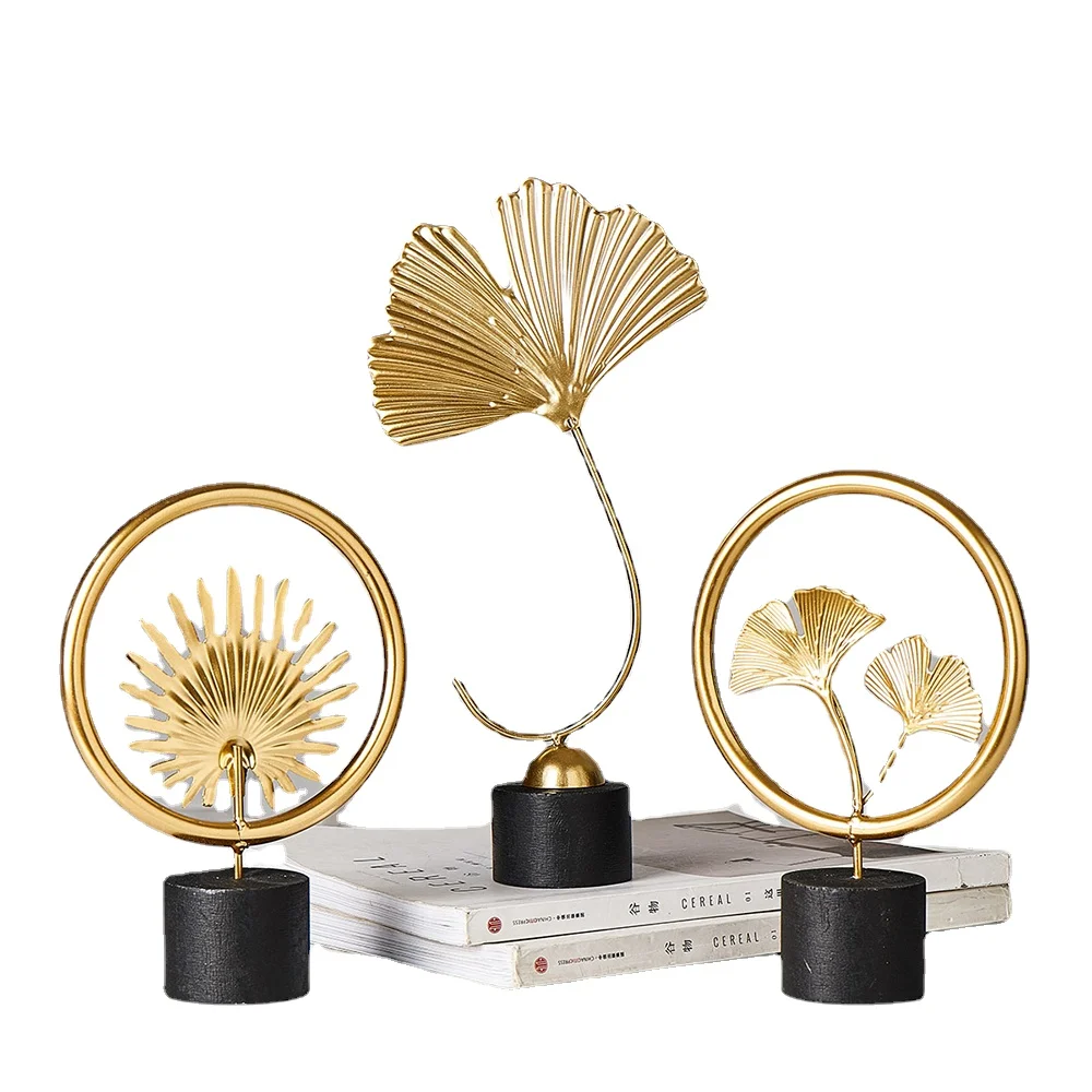 Современные офисные аксессуары HF для украшения дома, декор для гостиной, статуи с листьями, миниатюрные металлические украшения