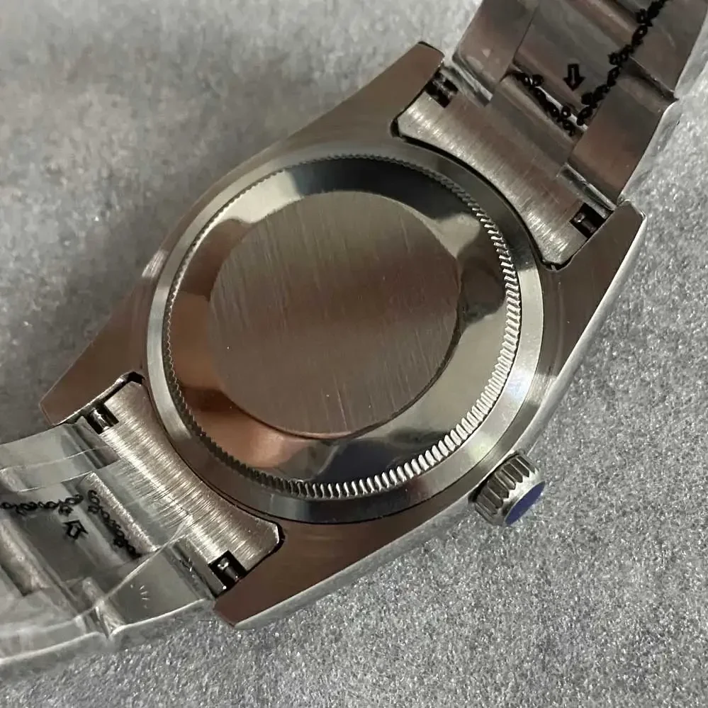 36mm Watch Case Set Stainless Steel Case + Strap Sapphire Glass with Calendar Window Men\'s Watches for NH35/ NH36 Movement