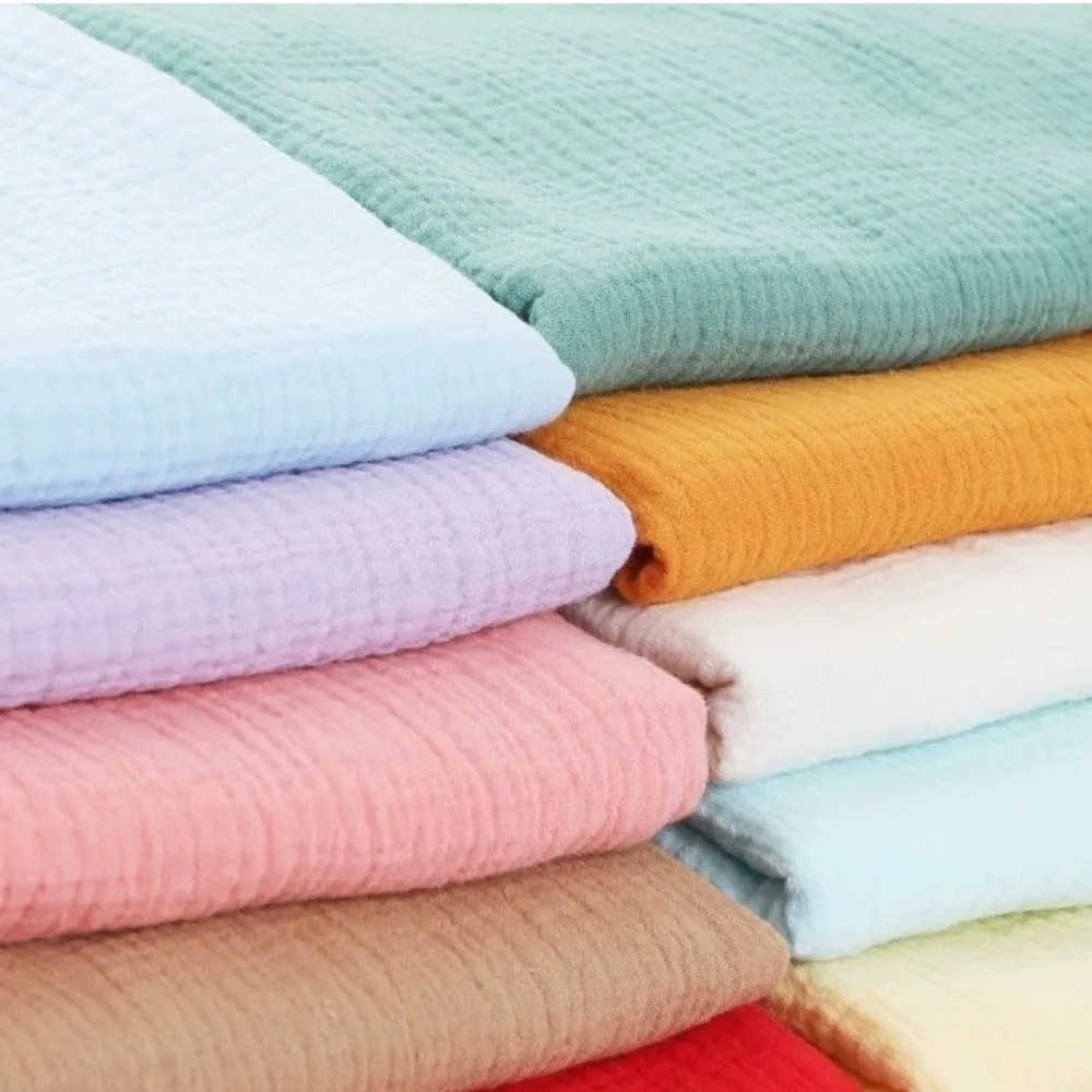 Tela de Algodón Doble Gasa, Material Transpirable de Doble Capa, Tela de Gasa de Algodón Ligera y Texturizada