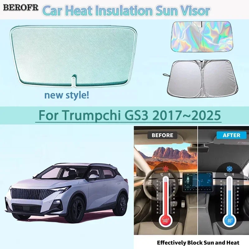 Car Front Windshield Sunshade UV Reflection Heat Insulation Sun Visor Summer Foldable Accessories For Trumpchi GS3 2017~2025