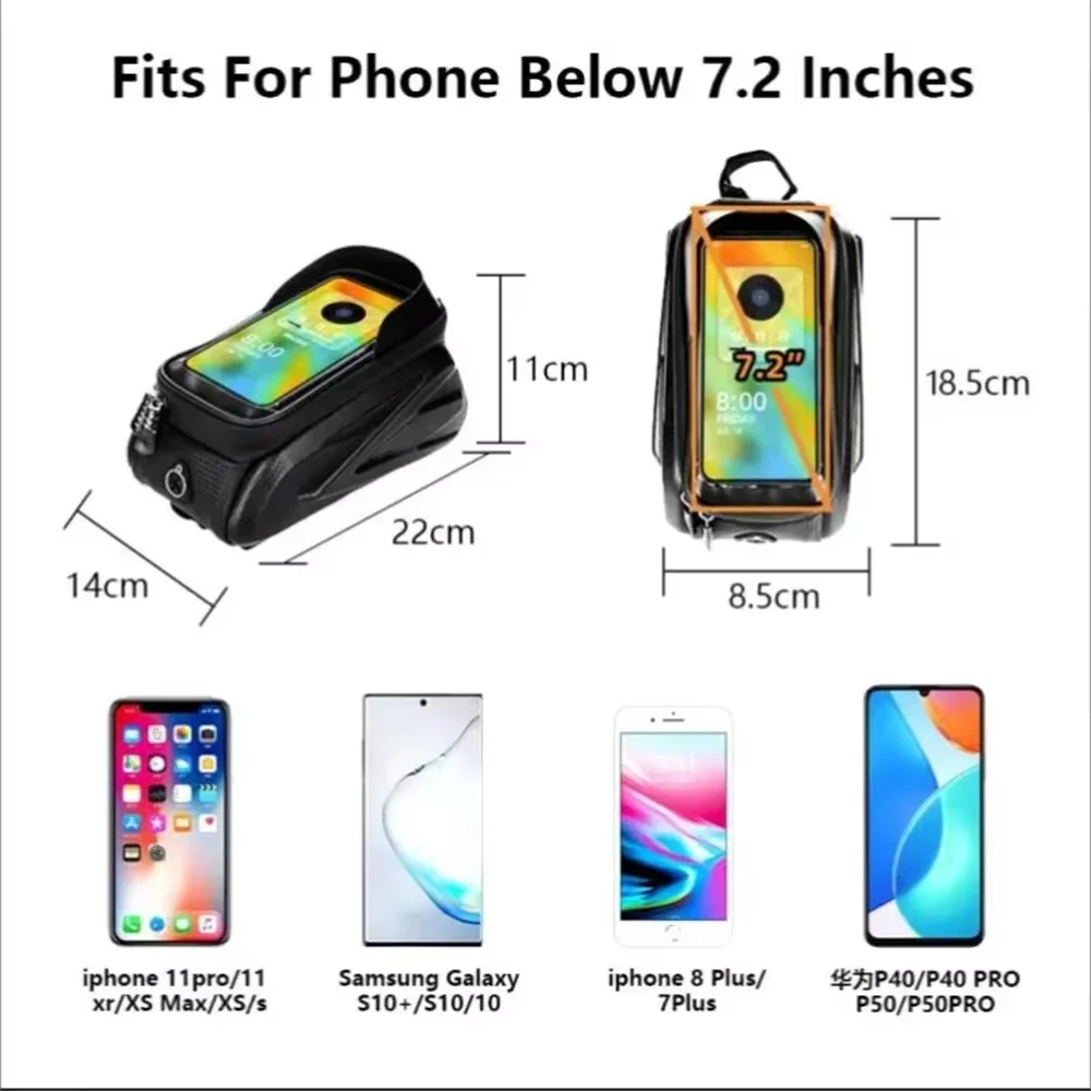 Fahrrad Tasche Für Telefon Radfahren Top Vorne Rohr Rahmen Tasche Wasserdichte Fall Lagerung Touchscreen MTB Rohr Hard Shell Front Strahl Tasche – Detail 6