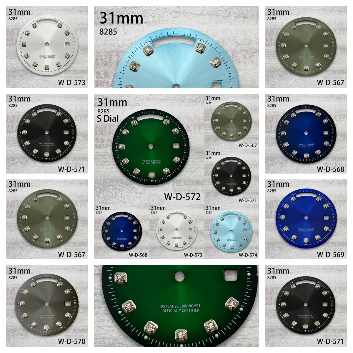 

31mm S Logo Dial Day And Date Diamond Sunray Dial Suitable For 8285 Movement High Quality Watch Modification Accessories