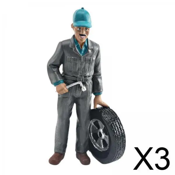 3x miniatuur figuur handgemaakt bureau decor beeldje Diorama ambachtelijke scènes