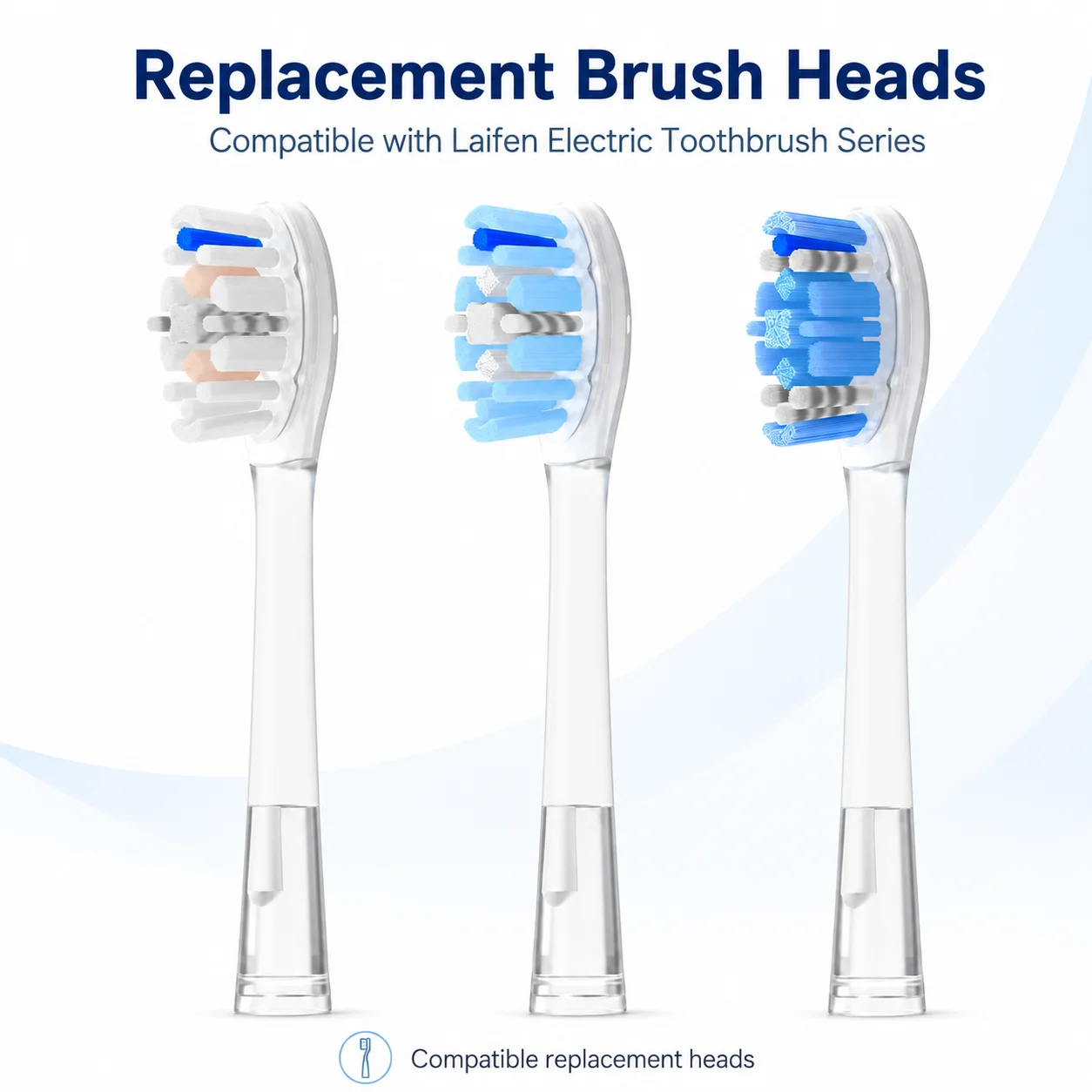 Replacement Toothbrush Heads Compatible with All Laifen Electric Toothbrush, 3 Types Soft Medium Hard Bristles Sonic Brush