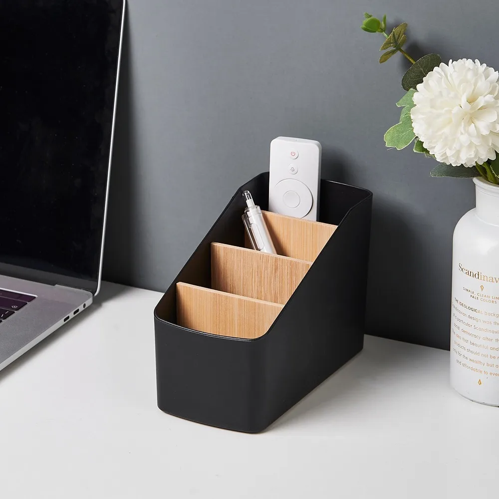 New 4 Grids Remote Controller Storage Box Cosmetic Storage Multifunction Living Room Organizer Plastic Desktop Storage Box & Bin