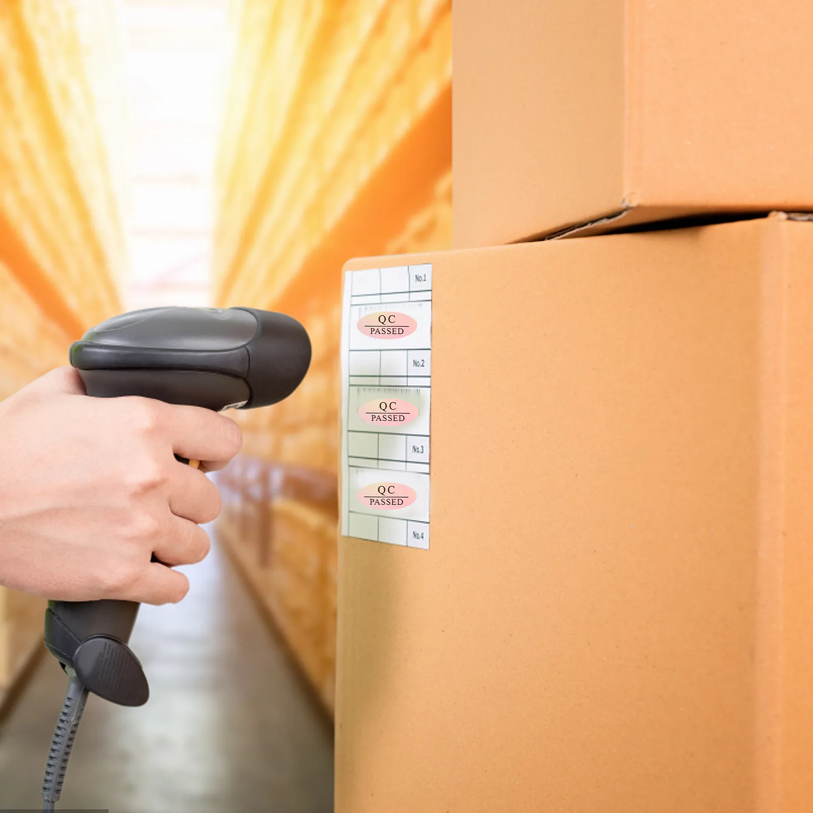 

500pcs Waterproof Labels Qc Passed Stickers Pvc Adhesive For Warehouse Inventory Management Bright Clear Recognition