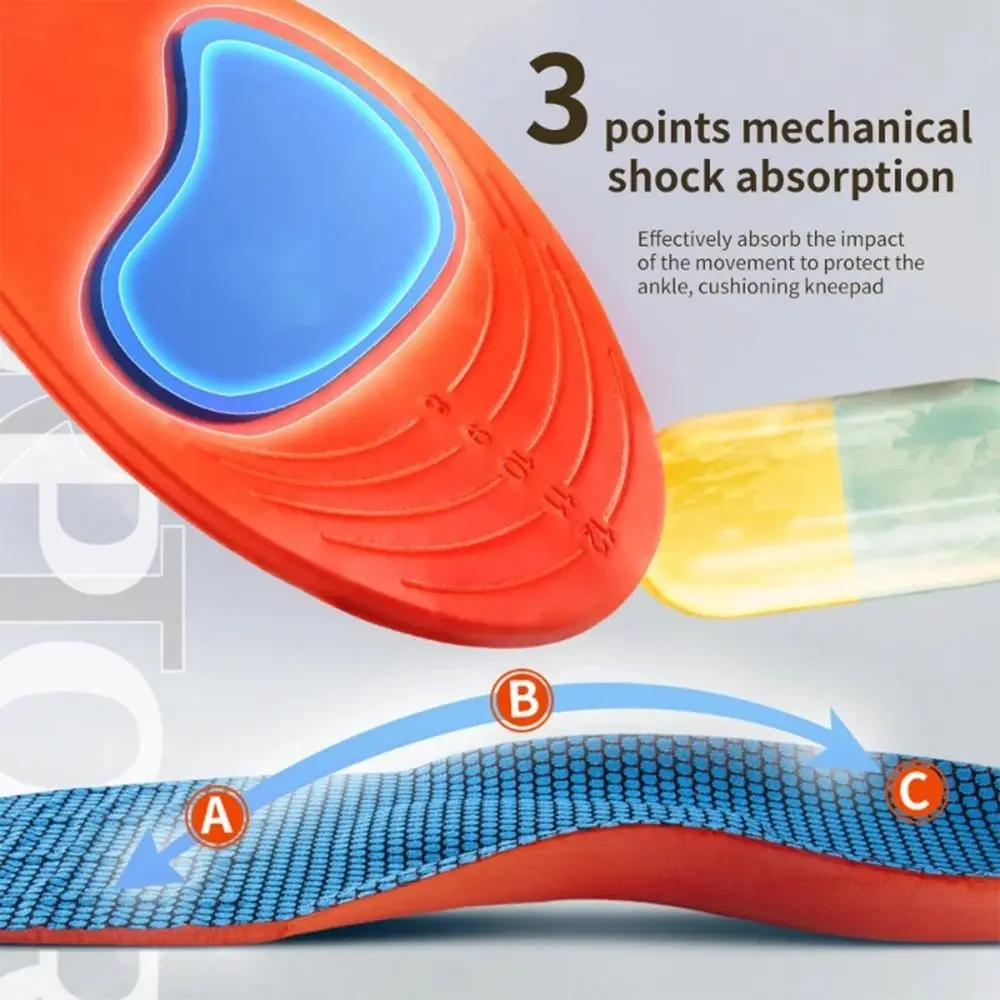 Running Shock Absorbing Breathable Cushion Anti-Slip Arch Orthopedic Insole Massage Foot Pad Arch Support Insoles