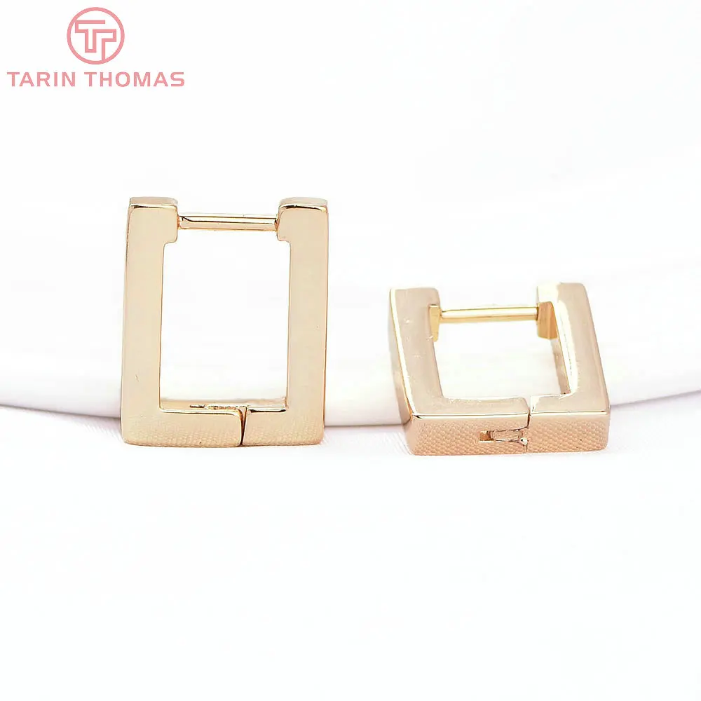 (5759) 13x15MM 24k Gold Color Brass Square Earrings Hoop DIY High Quality Jewelry Making Findings Accessories Wholesale