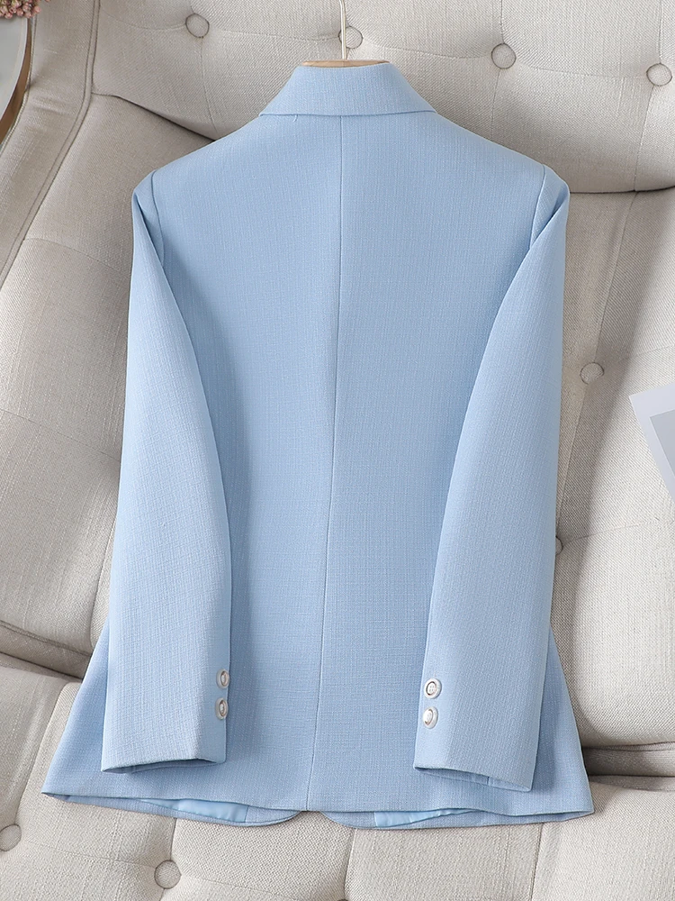 Autumn Winter Blue Blazer Women Ladies Female Single Button Full Sleeve Business Work Wear Formal Jacket