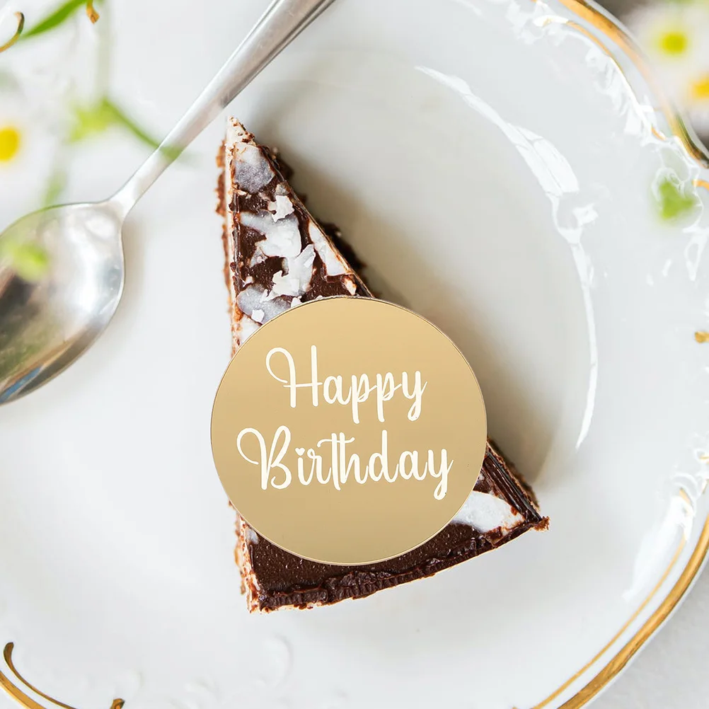 

20pcs Acrylic Cupcake Decorations Mini Round Discs Birthday Party Cake Toppers Dessert Display Lightweight Creative