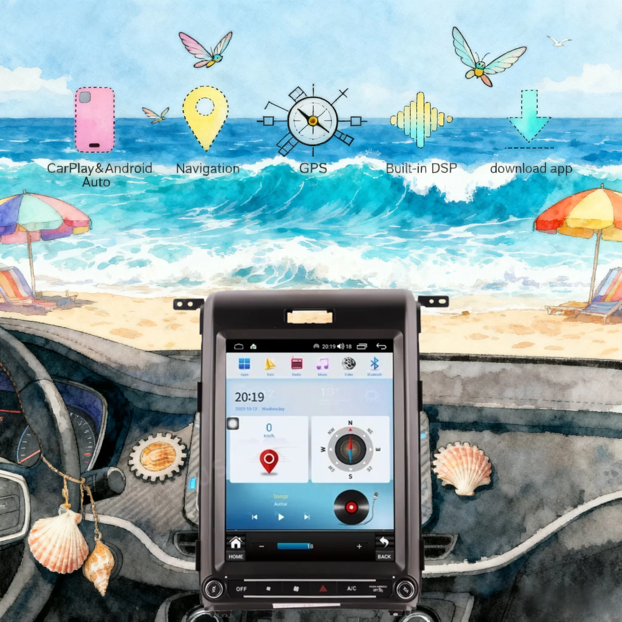 

12.1inch Wireless Carplay Android14 For Ford F150 2013-2015 Car Radio Multimedia Player Stereo GPS Navigation Bluetooth Head