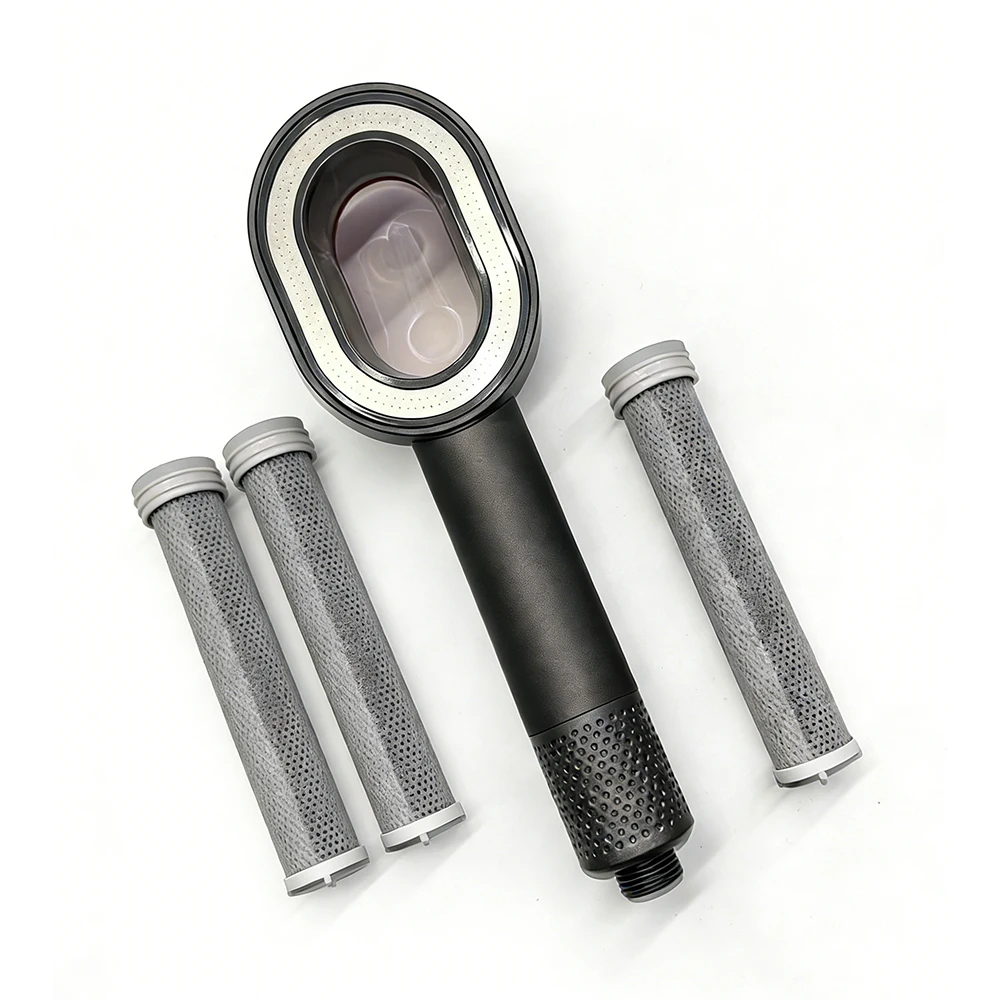 Handheld Filter Shower Head with 3 Filters High Pressure Water-Saving Shower for Hard Water Chlorine Removal Bathroom Accessory