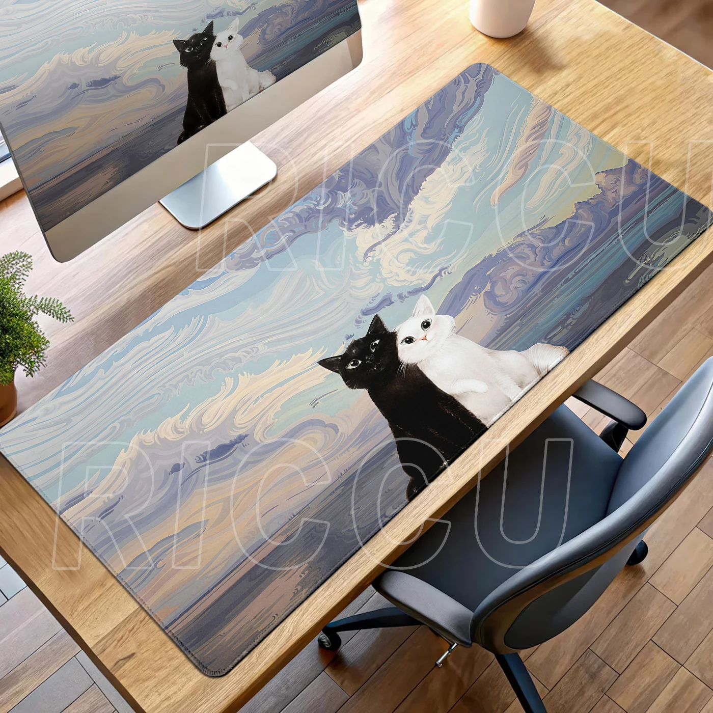 

Large Gaming Mousepad Cute Cat Mouse Pad Computer Mousemat Kawaii DeskMat Desk accessories PC Keyboard Extended Mats Table Rug