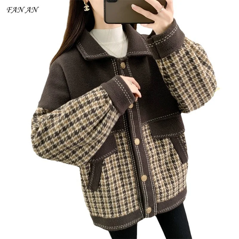 

2024 Women's Autumn/winter New Coat Woolen Coat Women's Lazy Fashion Loose Knitted Cardigan Coat Commuter Versatile Coat