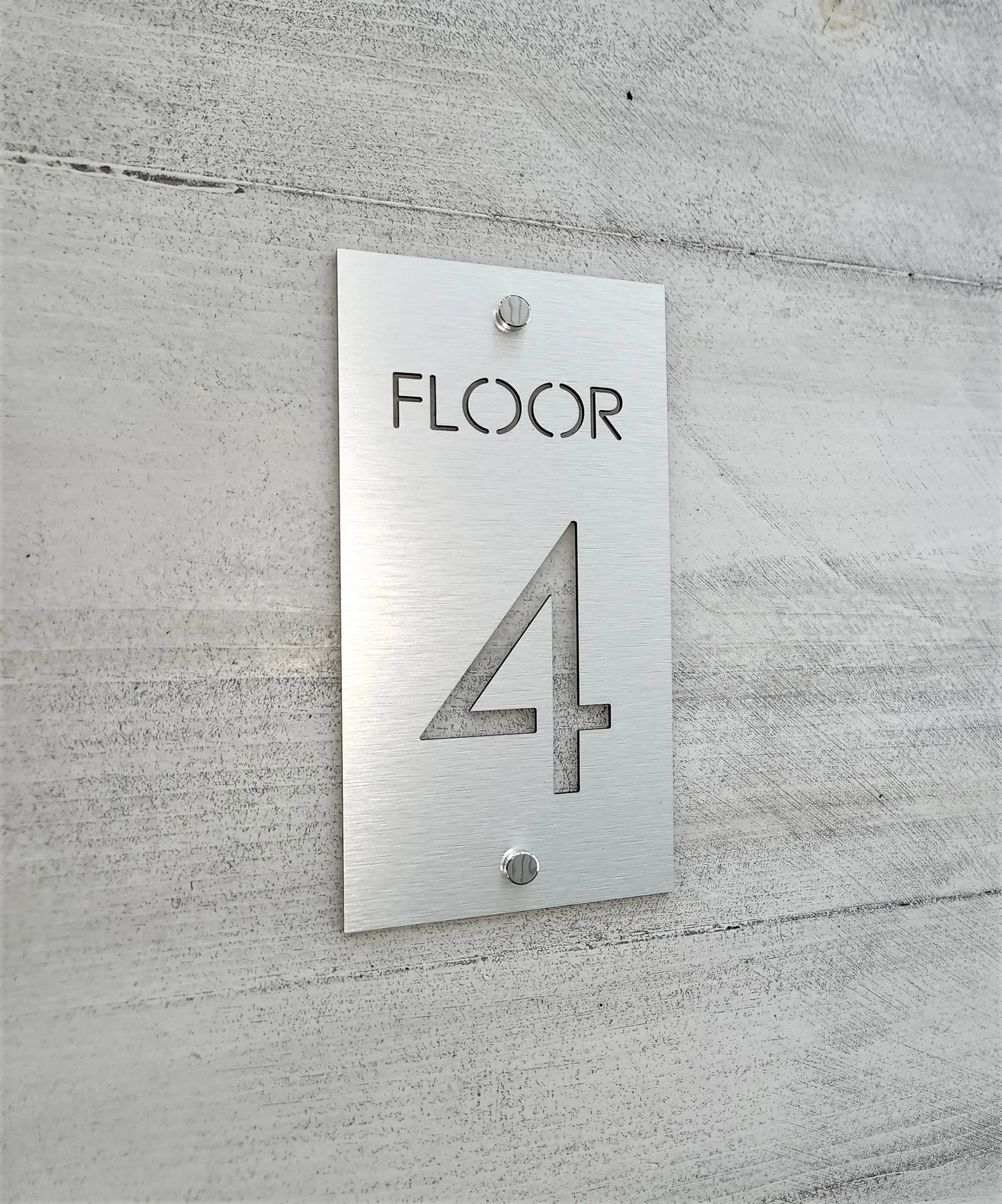 Personalized Brushed aluminum alloy Brushed Silver 3D Metal Floor number Art Wall House Number Stairs signs Room Door Plate.