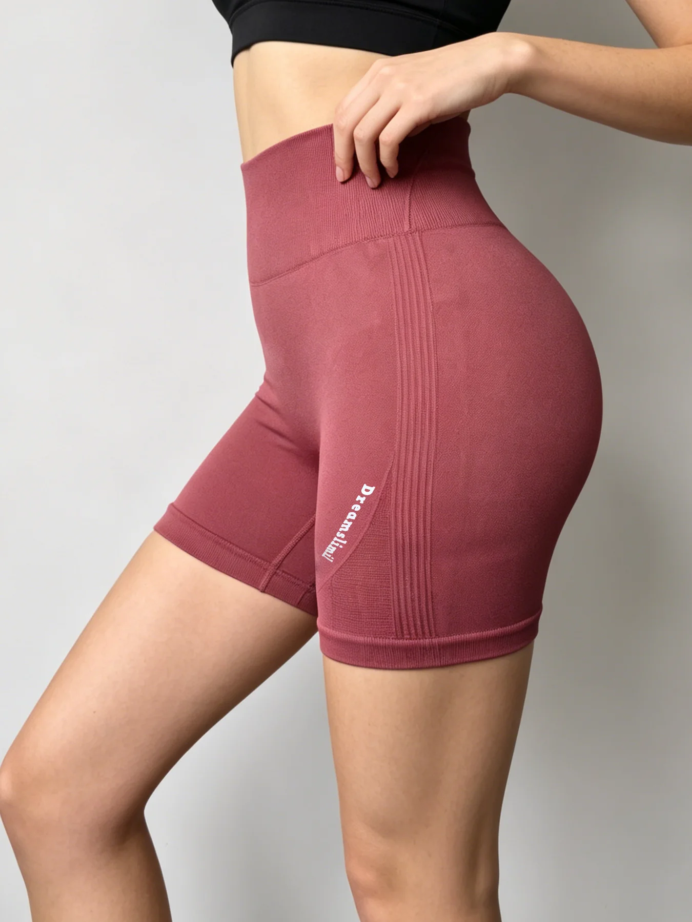 Seamless High Waist Yoga Shorts Ribbed Butt Lifting Workout Biker Shorts for Women