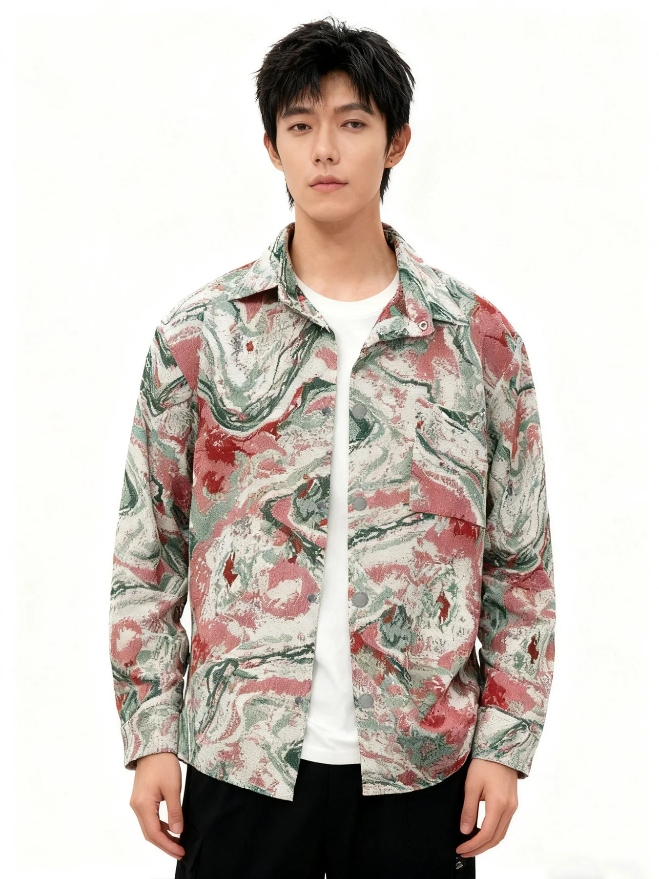 

Весенне-осенняя повседневная куртка с воротником и принтом, стильная и модная мужская куртка в этническом стиле