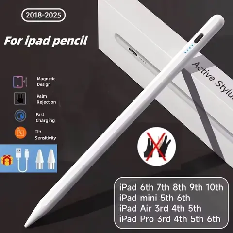 För Apple Pencil 2 1 med handflatavvisande, lutningskänslig styluspenna för 2018-2025 iPad 6/7/8/9/10, mini 5/6, Air3/4/5, pro 11/12 10 best sales Apple iPad Penna - №3