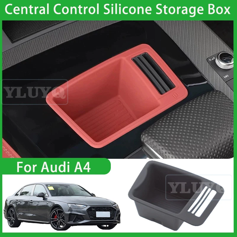 

For Audi 2020-2024 A4/Q5 Central Control Storage Box Silicone Key Storage Water Anti-Slip Mat Car Interior Accessories