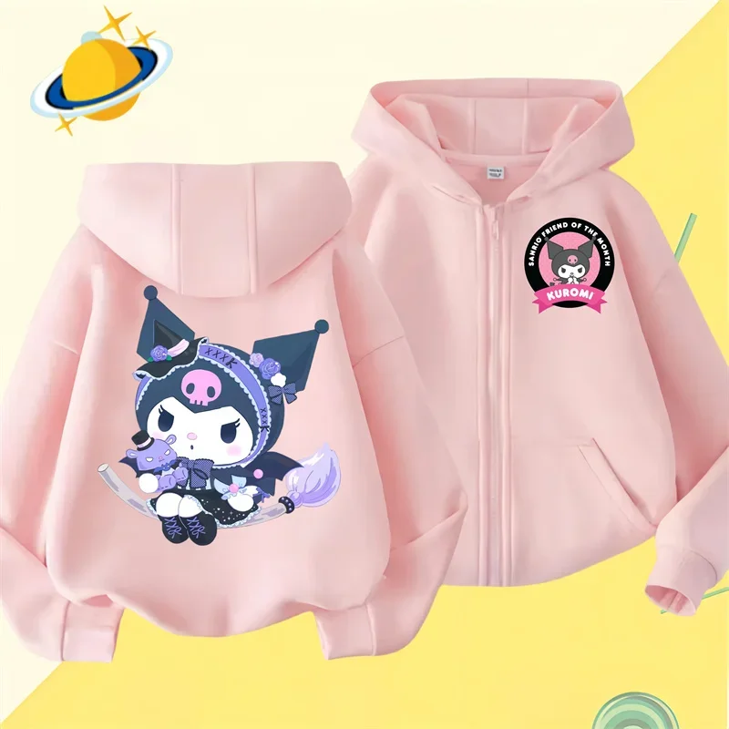 Kuromi Zipper Hoodies Girls Cinnamoroll Sweatshirt Autumn And Winter Long Sleeve Harajuku Pullovers Series Stich Casual Hooded