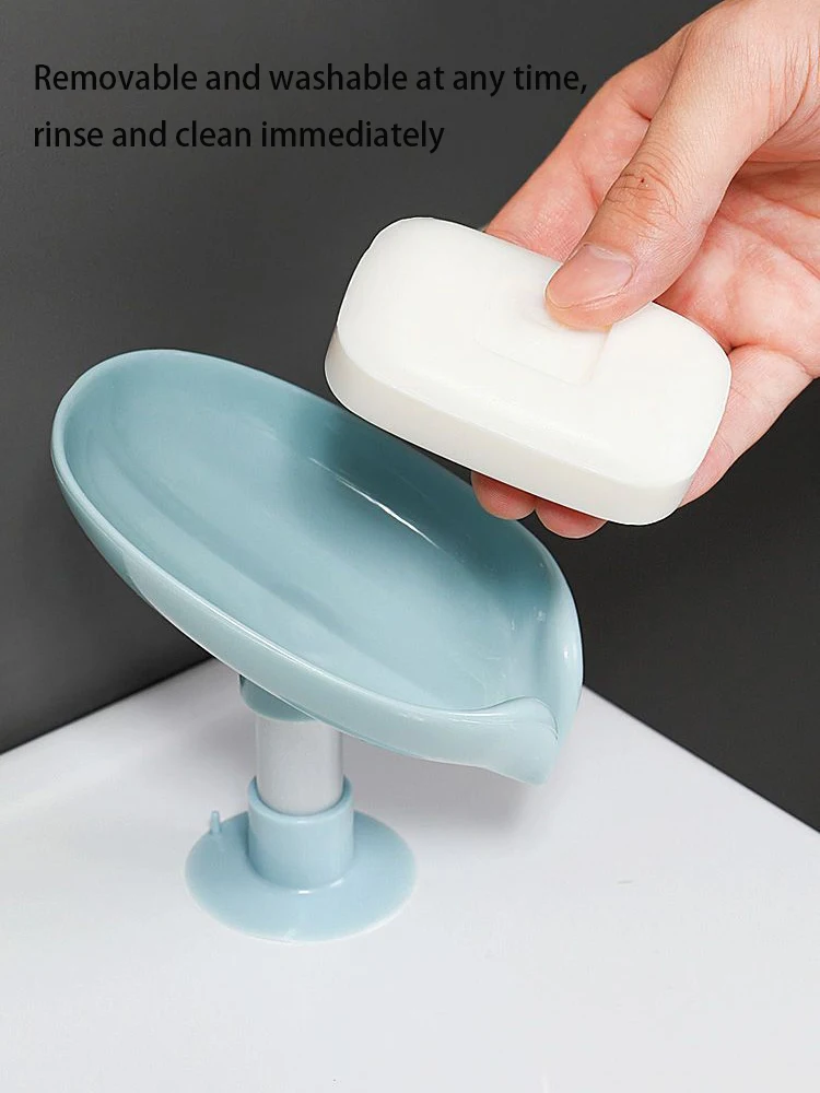 Creative Leaf-Shaped Soap Dish No Punching Standing Suction Cup No Water Accumulation Soap Rack Laundry Soap Box