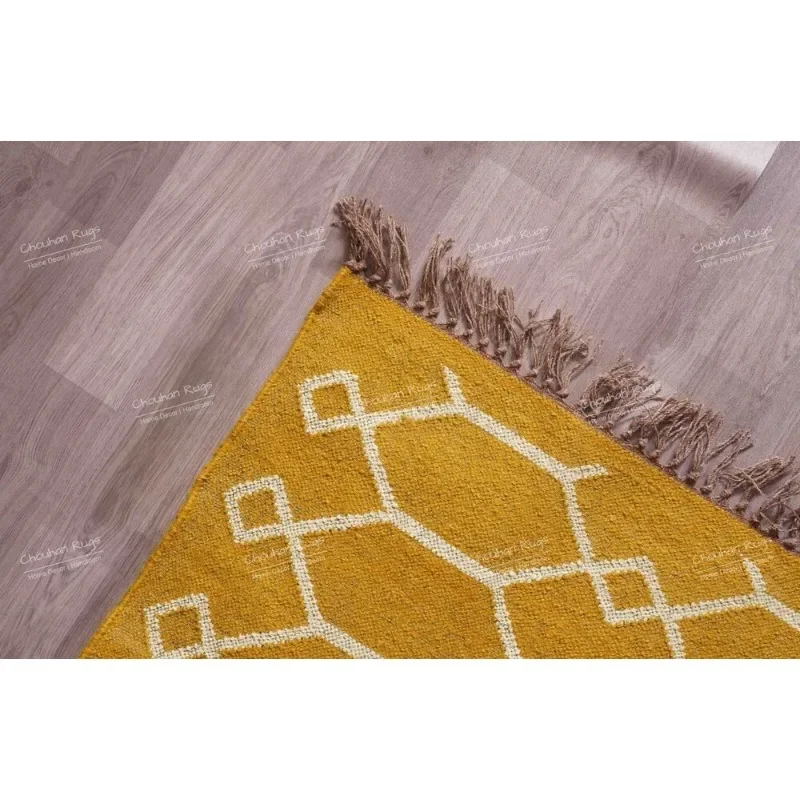 Vintage Large Area Rug Décor Home Handmade Wool Jute Kilim Rug Eco Kilim Rug