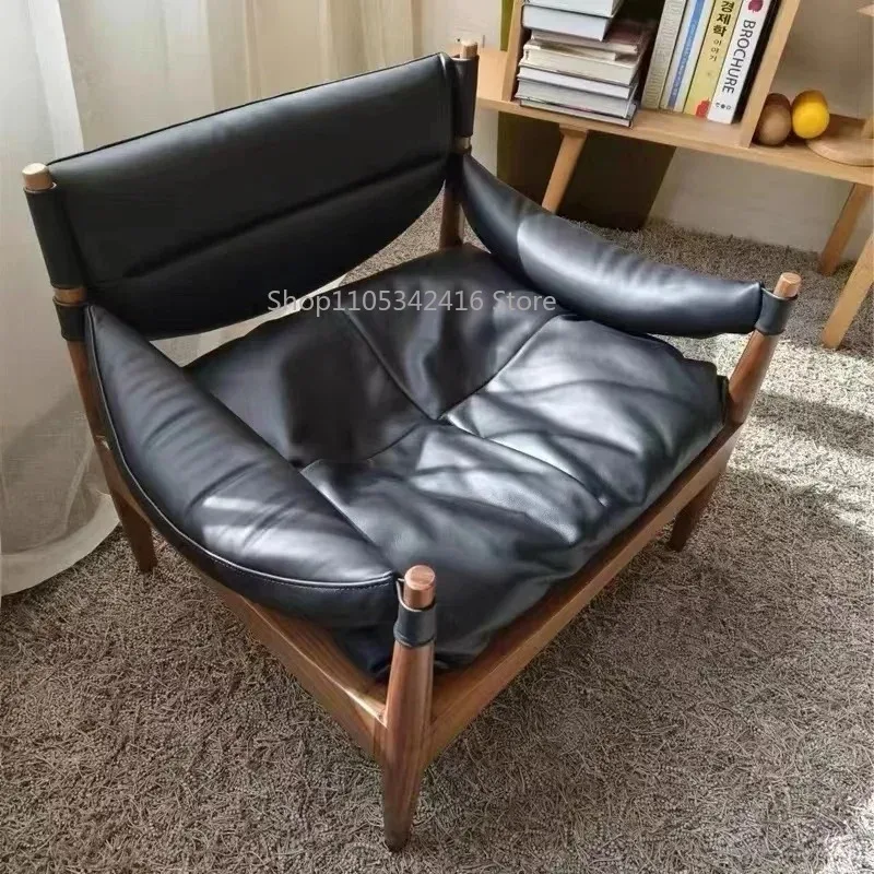 Retro Leather Designer Leisure Chair Soft Comfortable High Quality Hunting Relaxing Accent Sofa Chair for Home Living Room