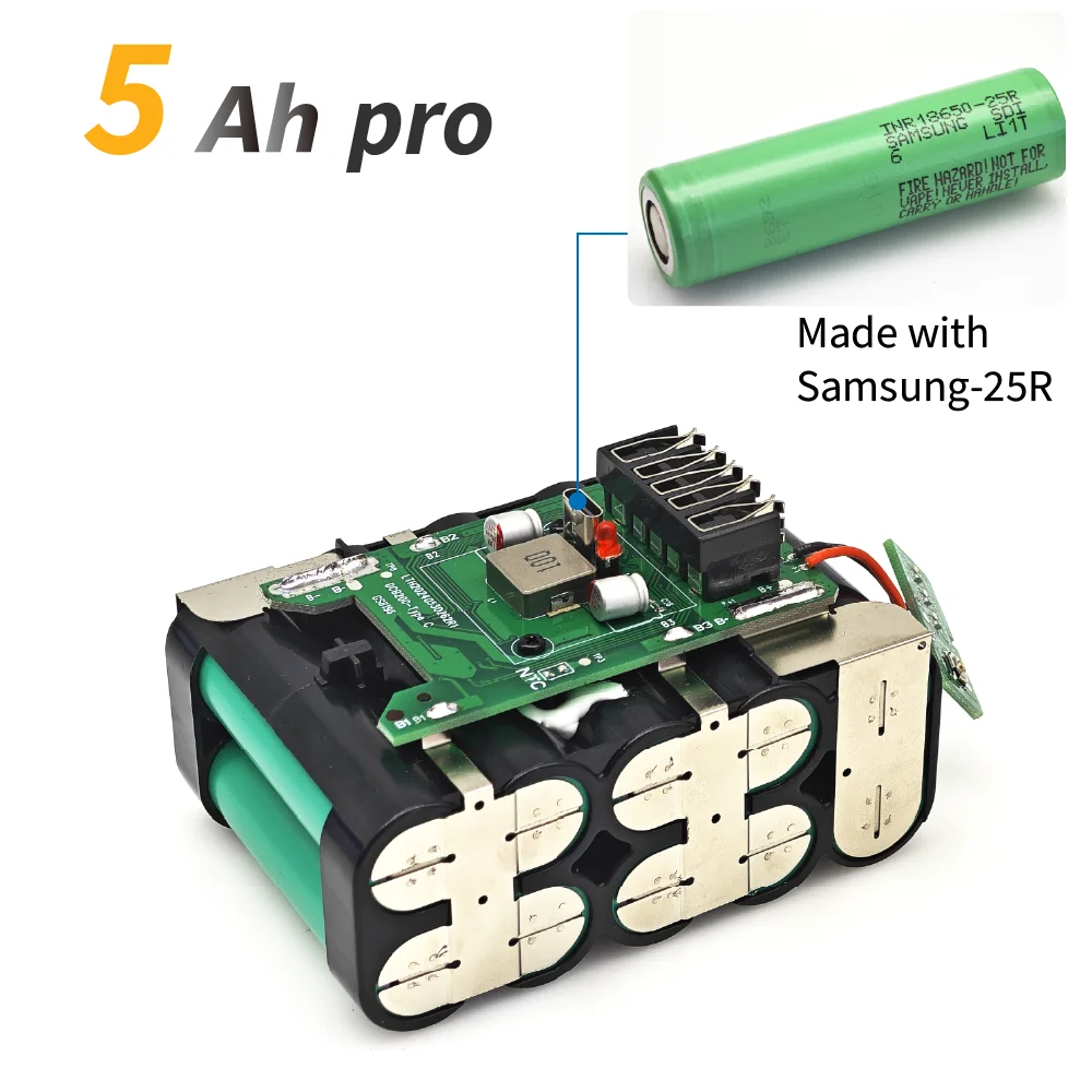 TPCELL For DeWalt DCB205 5Ah/6.0Ah with PD60W Output/Input Replacement Battery Compatible With For Dewalt 18V/20V Tools Battery