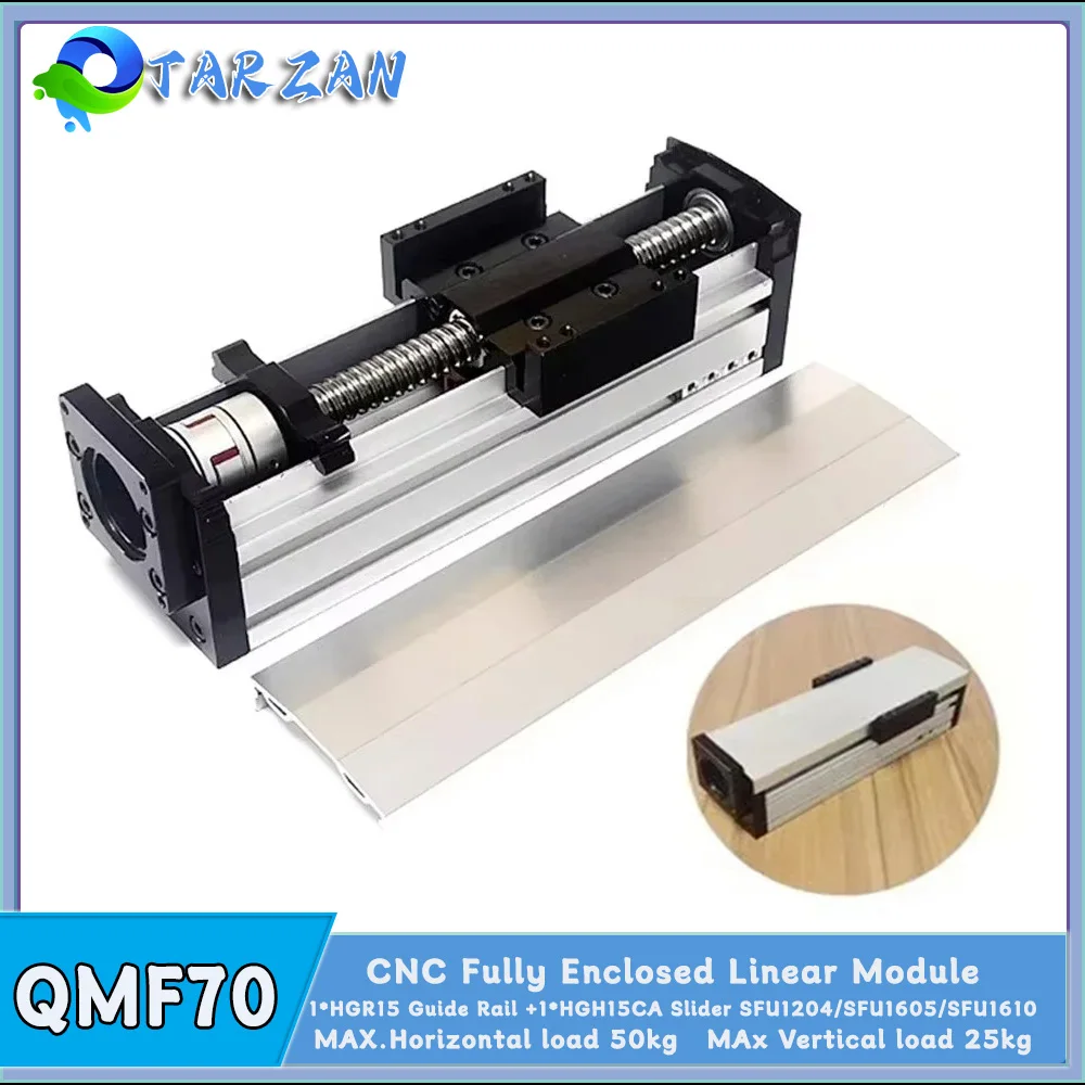 

70mm Width Fully Enclosed Linear Guide Rail SFU 1204/1605/1605 BallScrew 100-1000MM Stroke XYZ Sliding Table CNC Linear Actuator