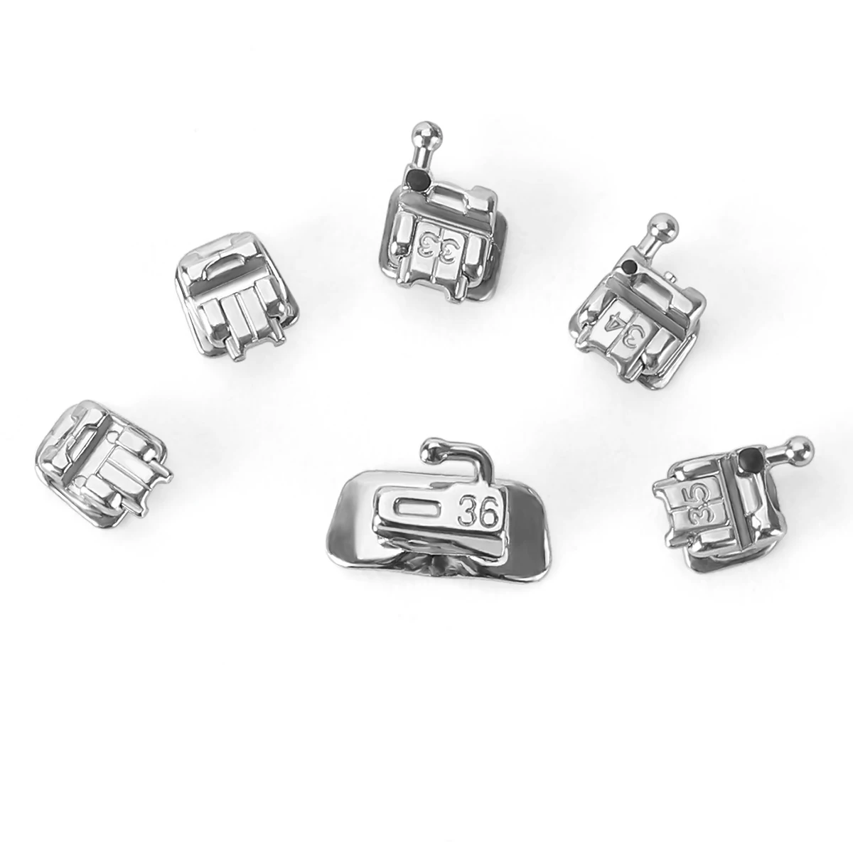 24PCS AZDENT Dental Klammern Kieferorthopädische Zahnspangen Selbstligierende Mesh Basis Mini Roth/MBT 0,022 Haken 3-4-5 & Bukkalröhrchen Zahnmedizin – Detail 7