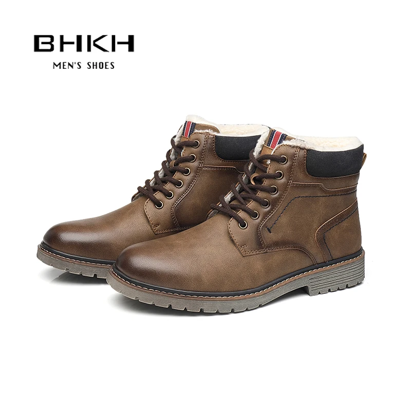 BHKH-Botines de estilo Retro para hombre, zapatos ligeros con cordones, calzado informal Formal de marca, invierno, 2024