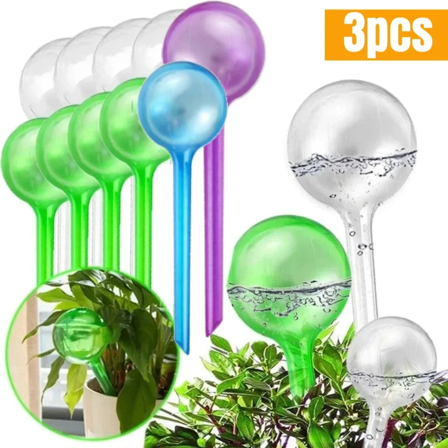 3Pcs Automatic Plant Watering Bulbs Self Watering Globe Balls Water Device Drip Irrigation System  Garden Flower Plants