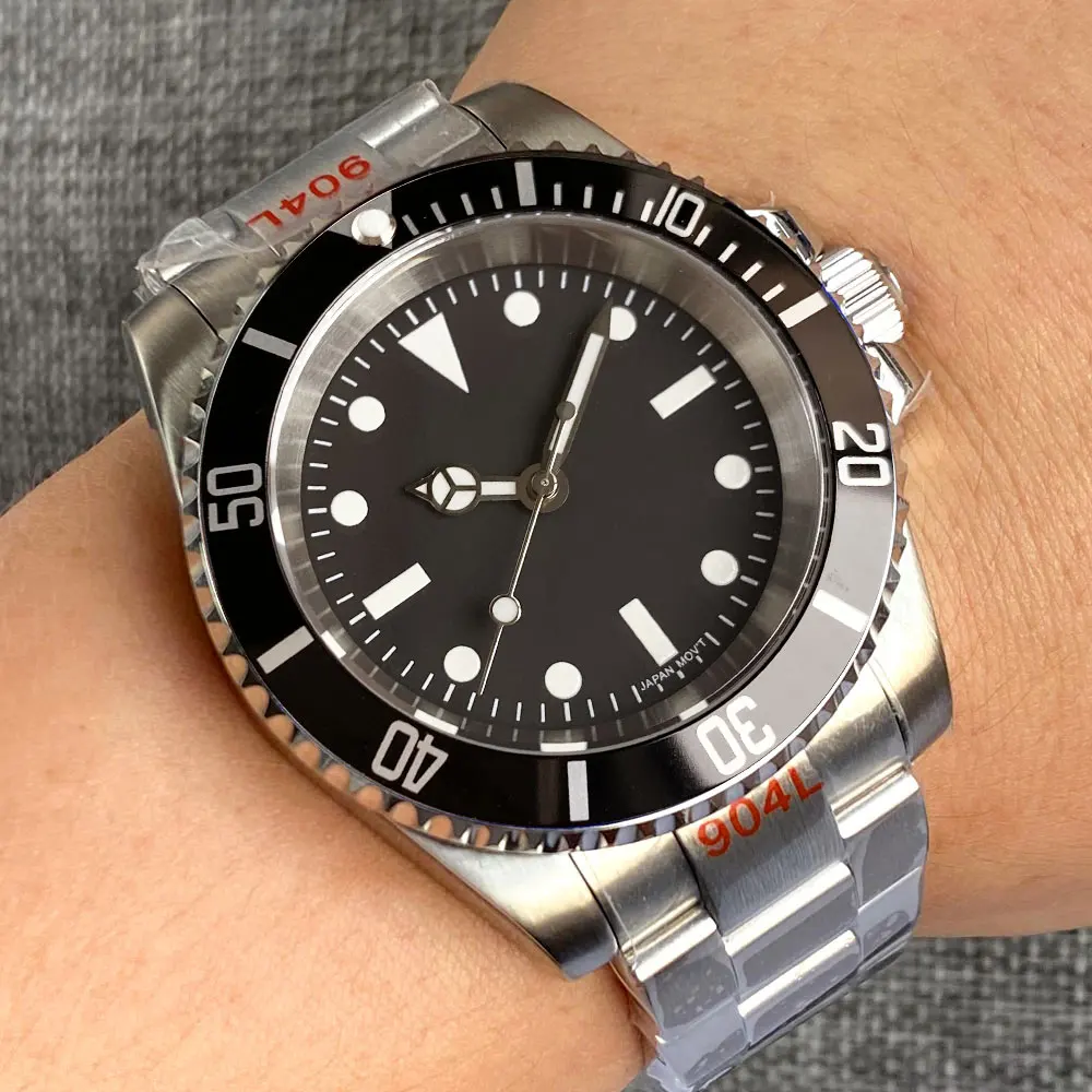 ที่กําหนดเอง Tandorio 40mm DIVER สีดํานาฬิกาผู้ชาย Sapphire Glass 200 M กันน้ํา PT5000/Miytota 8215 อัตโนมัตินาฬิกา