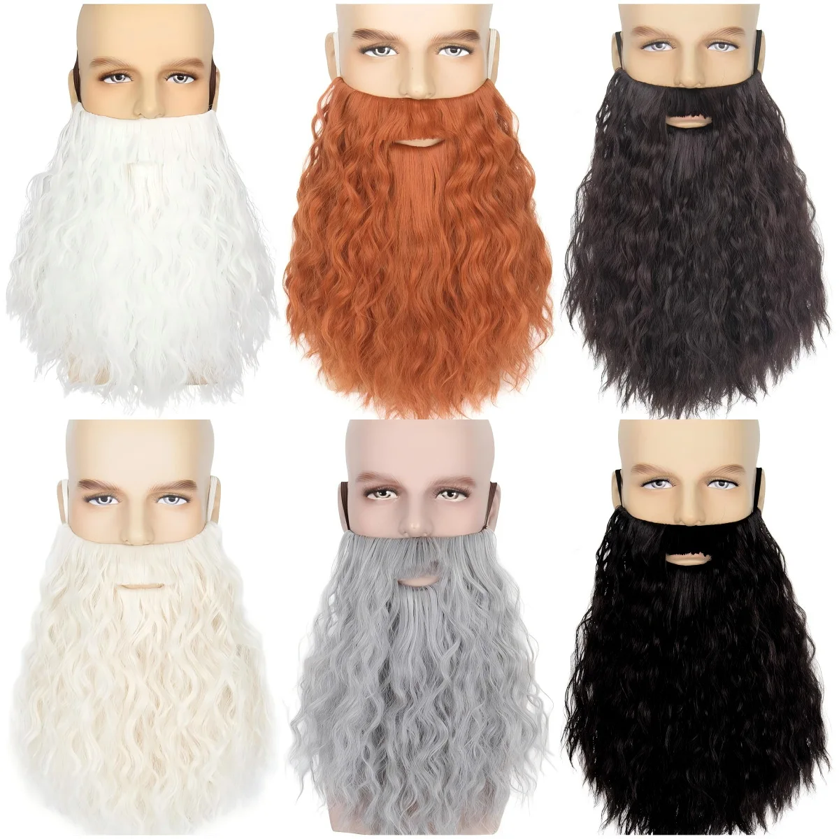 หนวดปลอมยาวสำหรับผู้ชาย ทนความร้อน ทำจากใยสังเคราะห์ สำหรับคอสเพลย์ฮาโลวีน ปาร์ตี้แฟนซี