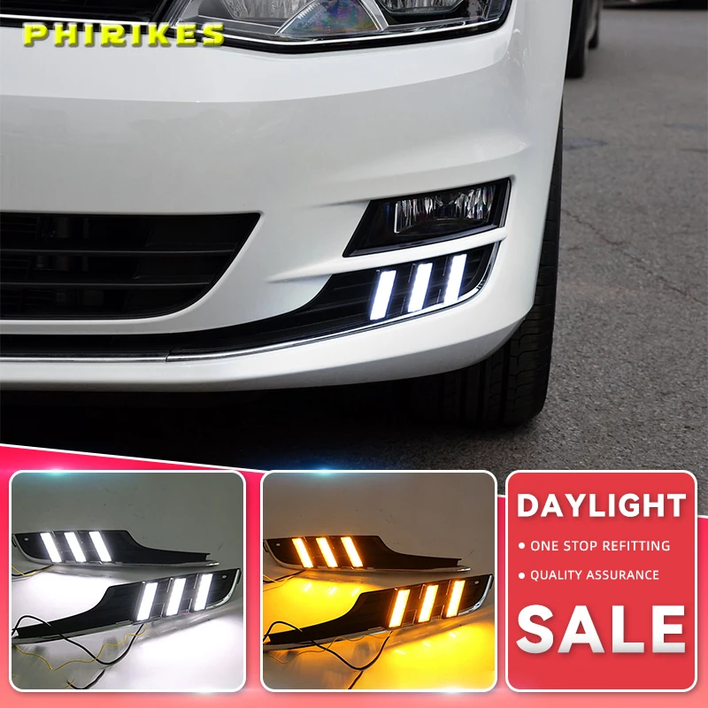 

For Volkswagen Golf 7 2013 2014 2015 2016 LED DRL Daytime Running Light Car Accessories ABS 12V Fog Lamp cover