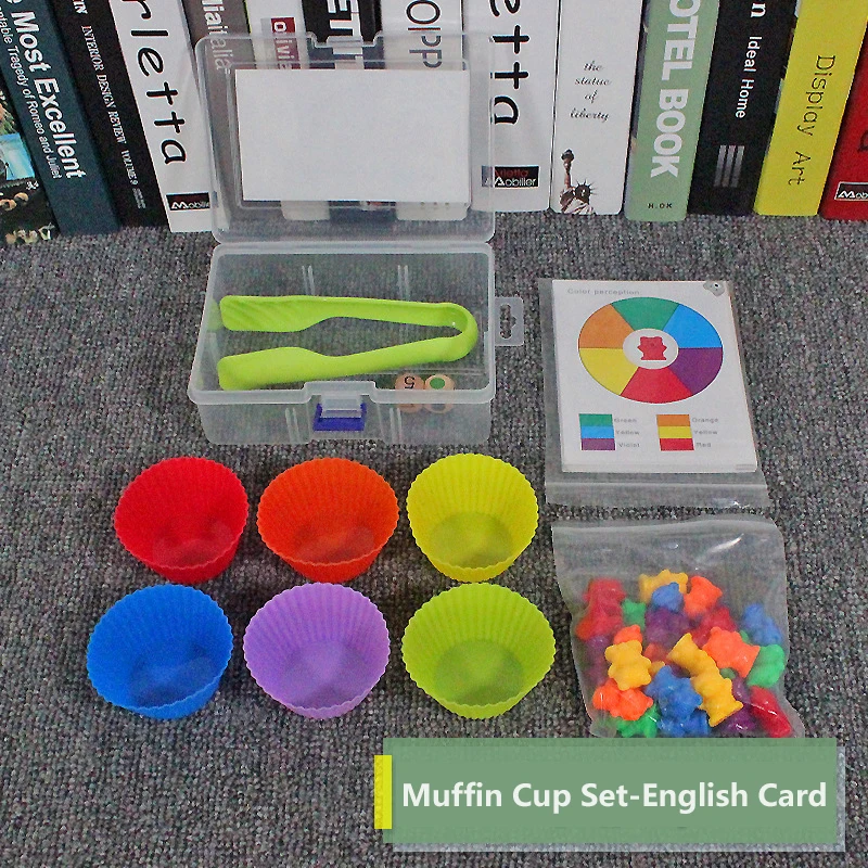 1 Set Counting Bears With Stacking Cups Educational Montessori Matching Toy For Children Toddlers Color Sorting Learning Toys