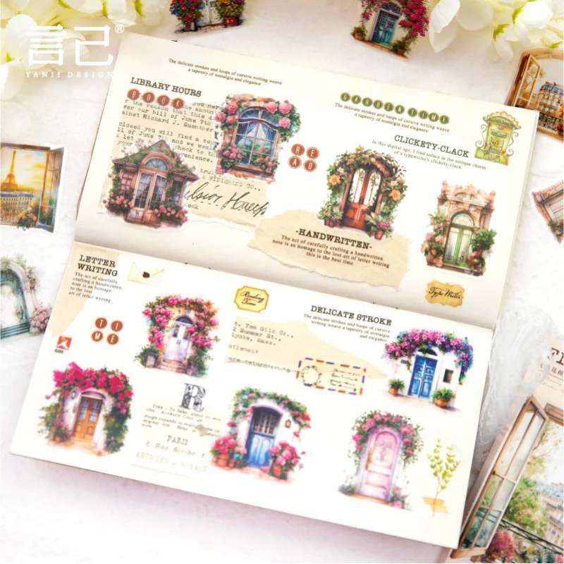 Mr. Paper 6 Style 50 Pcs/Pack PET Materials Retro Floral Handbook Material Sticker DIY Dairy Notebooks