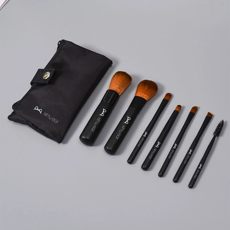 7Pcs Mini Travel Women Makeup Brushes Set Portable Soft Concealer Brush Beauty Foundation Eye Shadow Tool Eyelash Brush With Bag