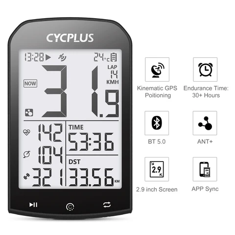 Велосипедный компьютер CYCPLUS M1 с GPS и Bluetooth 5.0 — фото модели