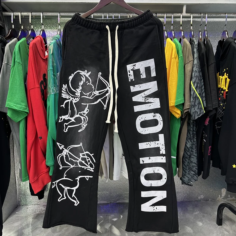 

New Retro Trend Style MIXED EMOTIO Pants Niche Fashion Streetwear Casual Do Old Men Flared Pants Mixed Emotion Casual Pants