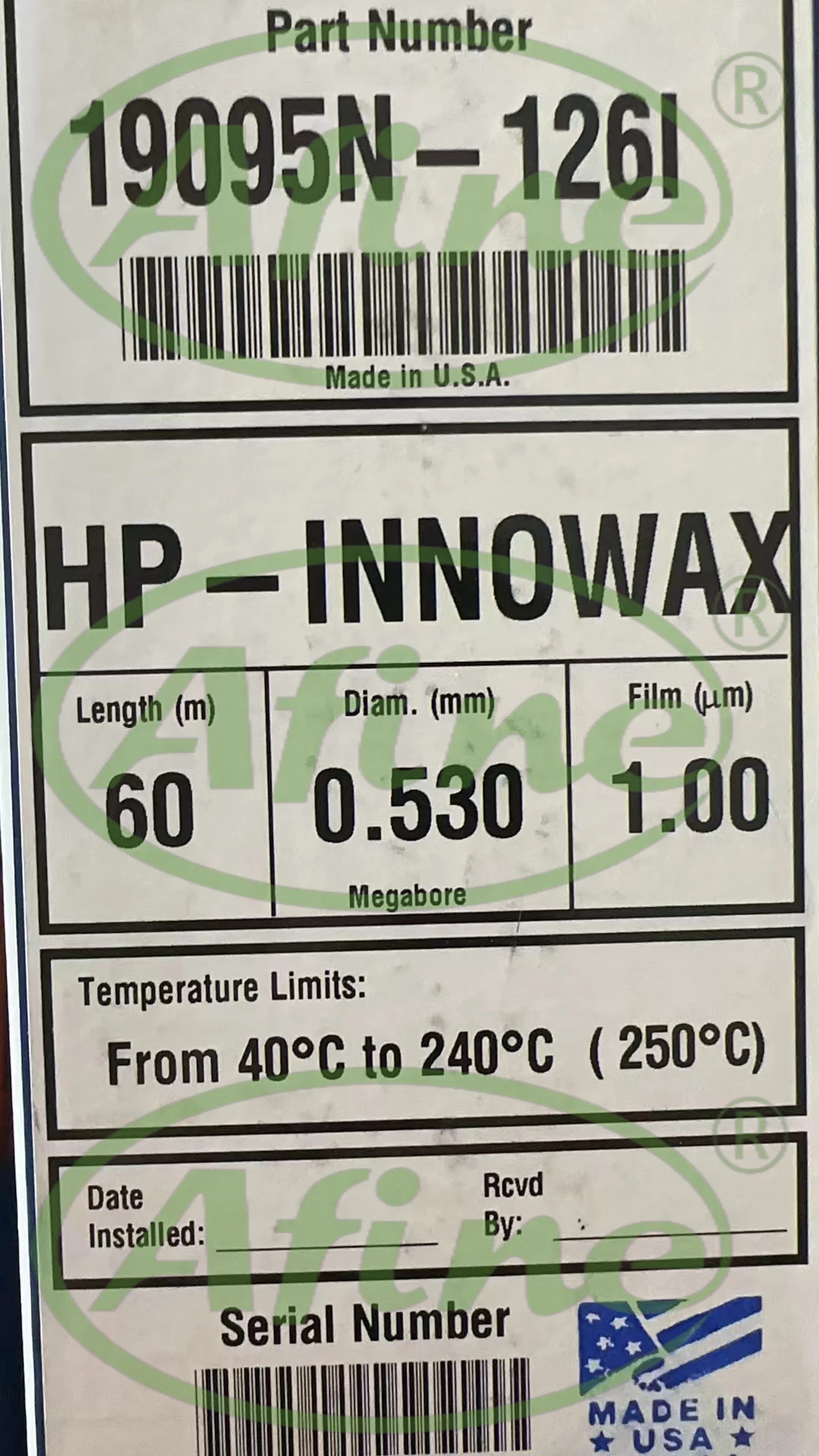 

AFINE JW HP-INNOWax Columns 19095N-126I Column 60m 0.53mm 1.0µm GC column 7inch Cage Agilent 5890 6890 6890 7820 7890 8860 8890