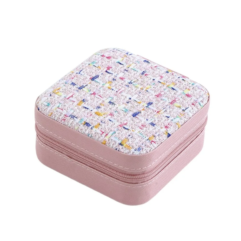 

Двухслойная сумка для упаковки ювелирных изделий из искусственной кожи, многофункциональный чехол для хранения сережек, квадратная пряжка с цветком, держатель для ювелирных изделий