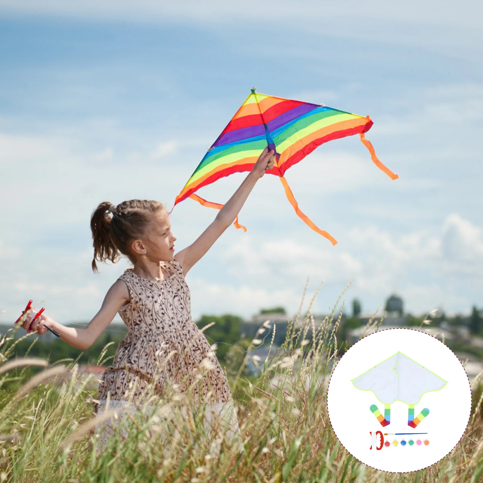 4 conjuntos de pipa em branco branco diy para crianças voo arte pintura pipas brinquedo voador suprimentos graffiti criança