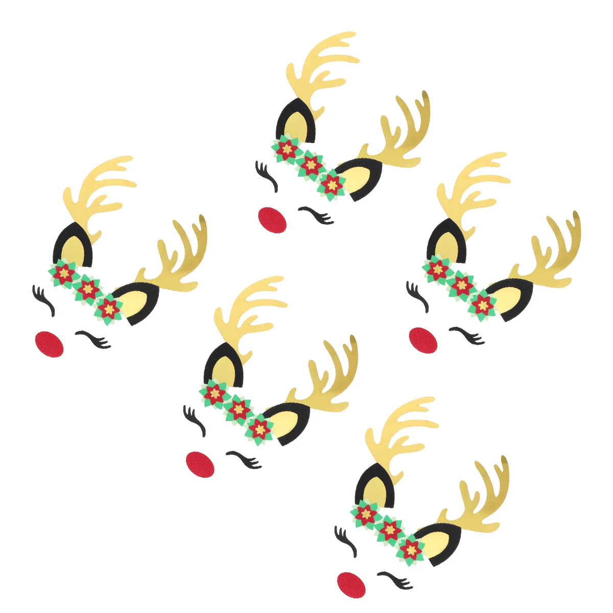 5 Sets Christmas Party Supplies Cake Ornament Decorating Plum Antlers Insert Dessert Toppers Bake Deer Cupcake Paper