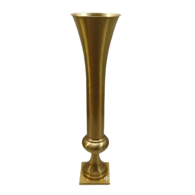 Gold electroplated wedding flower ware European floor-to-ceiling vase wedding road guide ornament flower arrangement decorative
