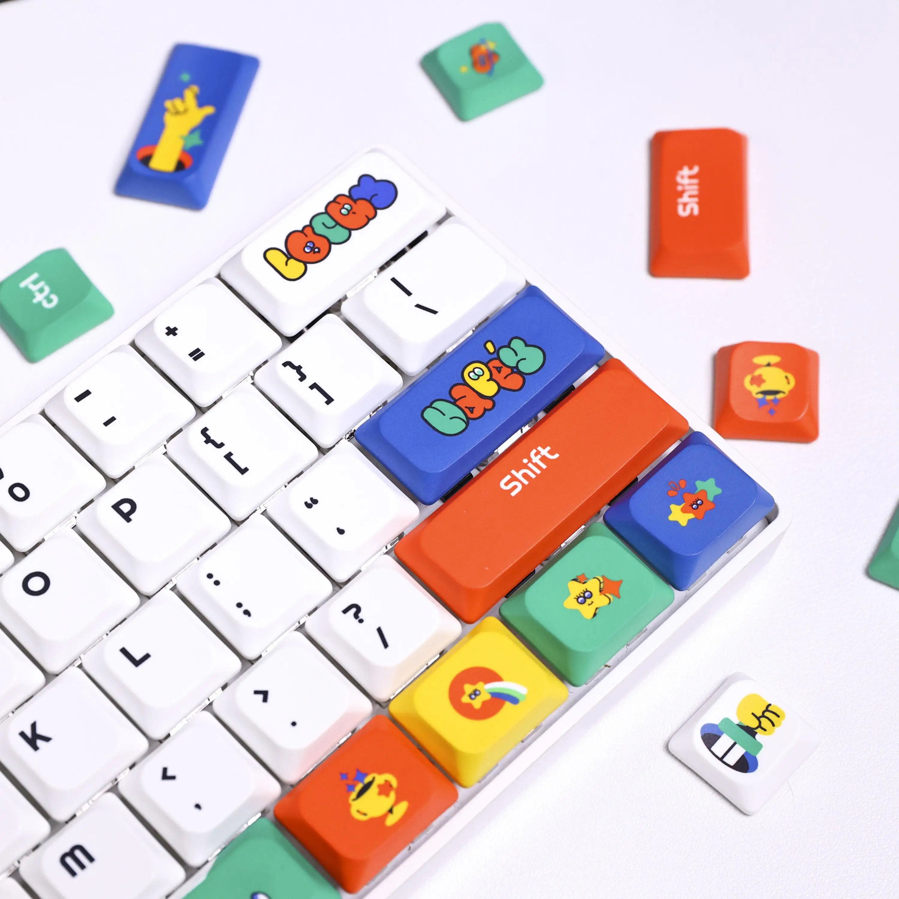 Lucky theme low shaft keycap PBT five-sided sublimation non-oiling mechanical keyboard custom keycap