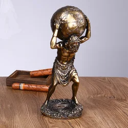 Greek Mythology Atlas Statue Resin Greek Titan Atlas Holding The Astronomy Globe Figurine Bronze Finish Hand Painted Home Decor
